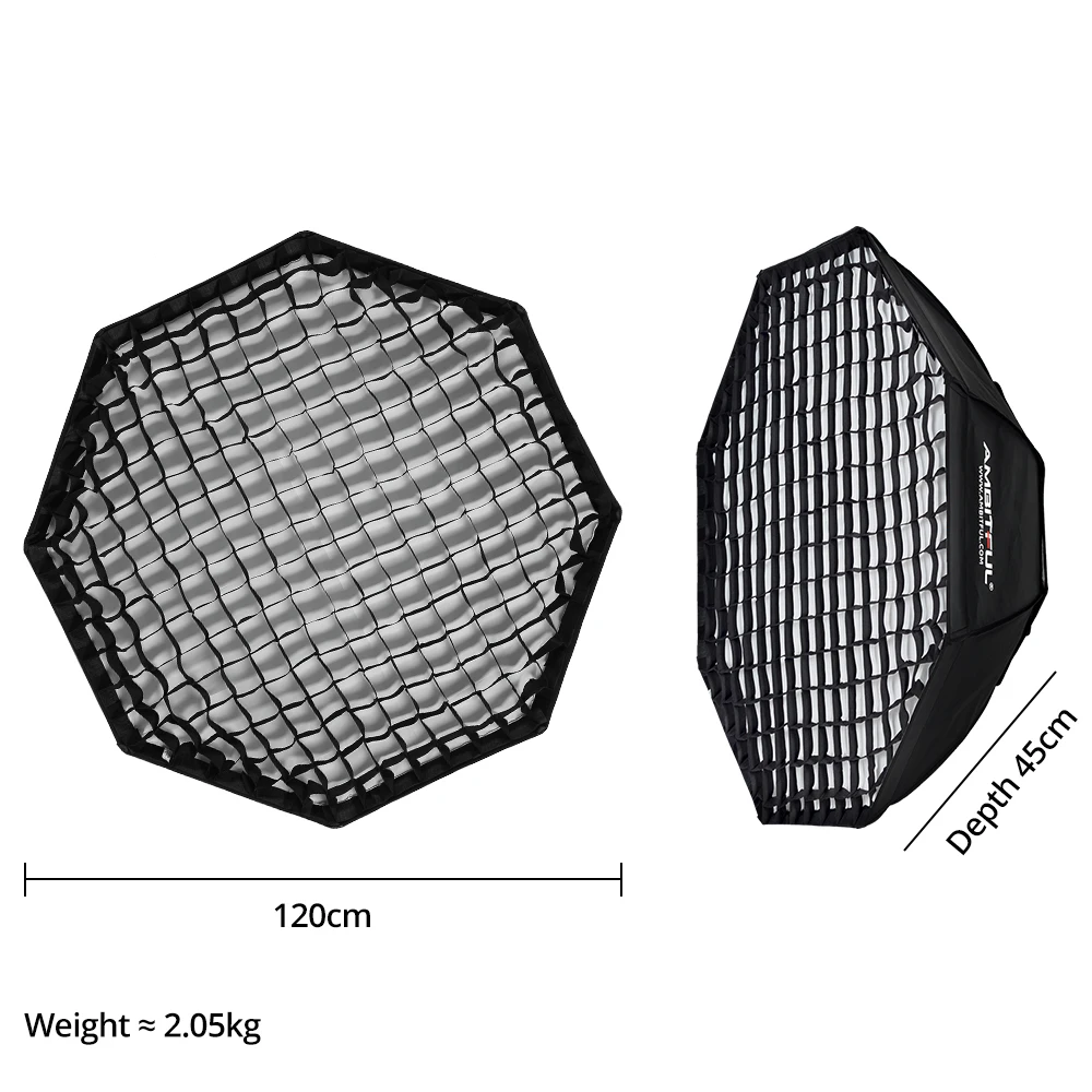 AMBITFUL BW120 120cm Rectangular Octagonal Softbox Reflector Softbox for Bowens Mount Studio Flash Softbox (with grid)