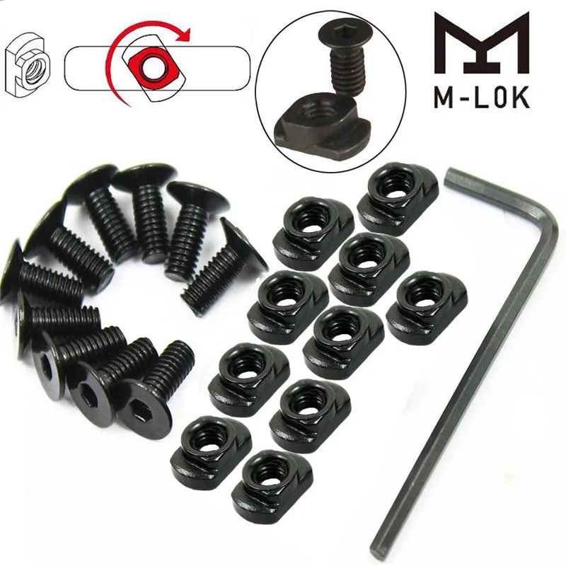 BORYOPTICS универсальные стальные секционные прорези гайки Mlok m4винты и 10 комплектов в одной