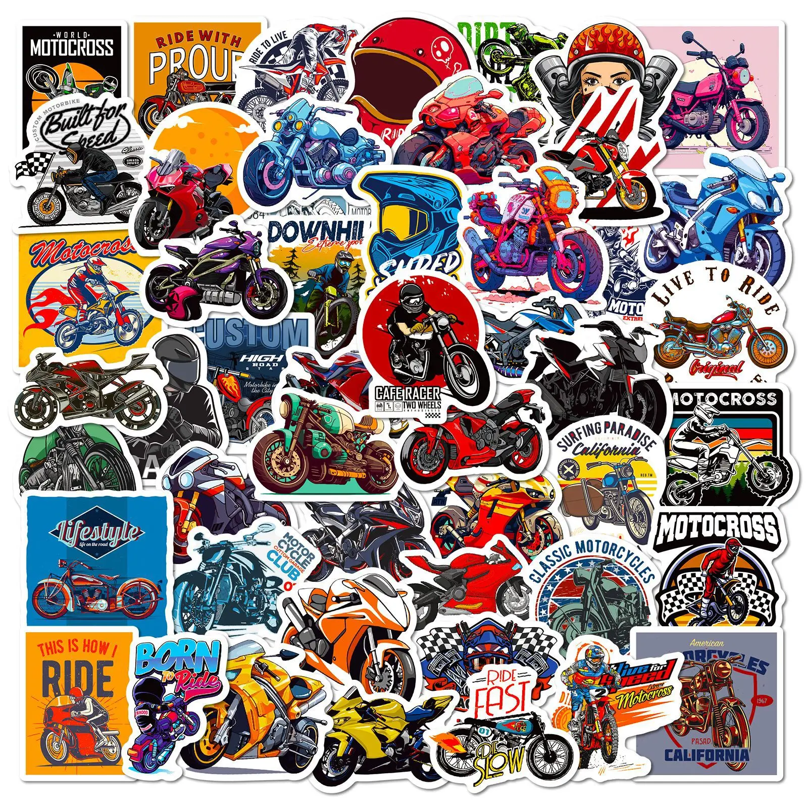 50Pcs Personalized Motorcycle Club Motorbike Graffiti Stickers for Car Bicycle Decor Motocross DIY Sticker