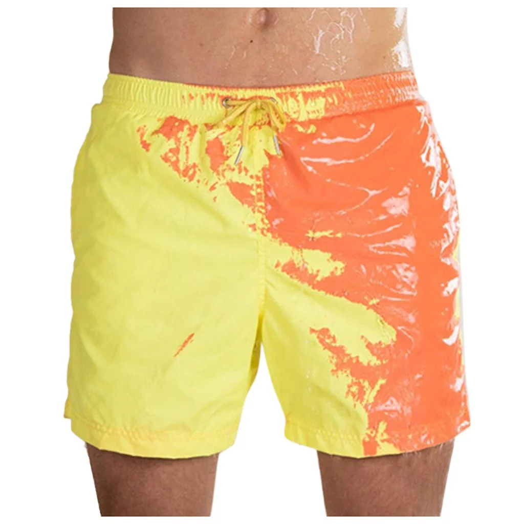 
Hot Sale Summer Men Discoloration Swimming Trunks Magical Change Color Beach Shorts Bathing Shorts Fashion Diving Surfing Pants 