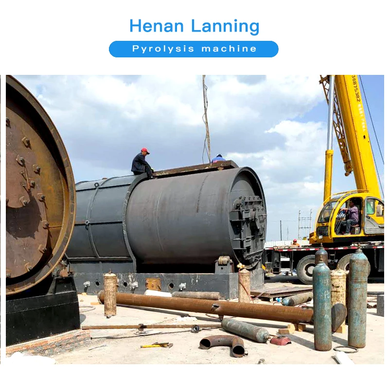 Plastic and tyre pyrolysis plant recycling used rubber to fuel oil pyrolysis machine with factory price for sale