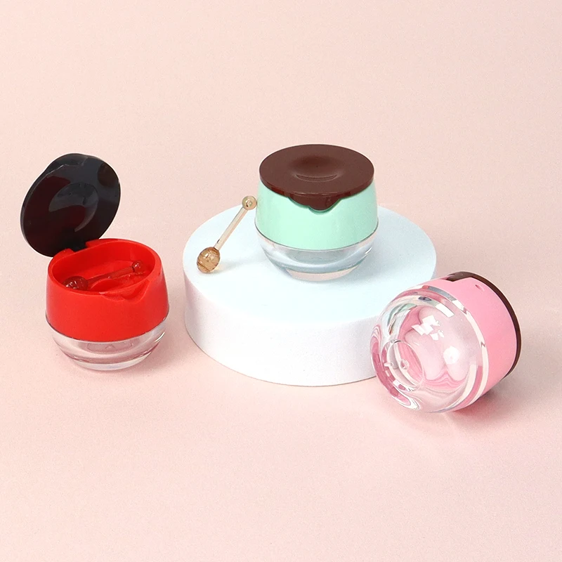 Custom 5g lip gloss packaging plastic lip scrubs container lip balm jar with applicator