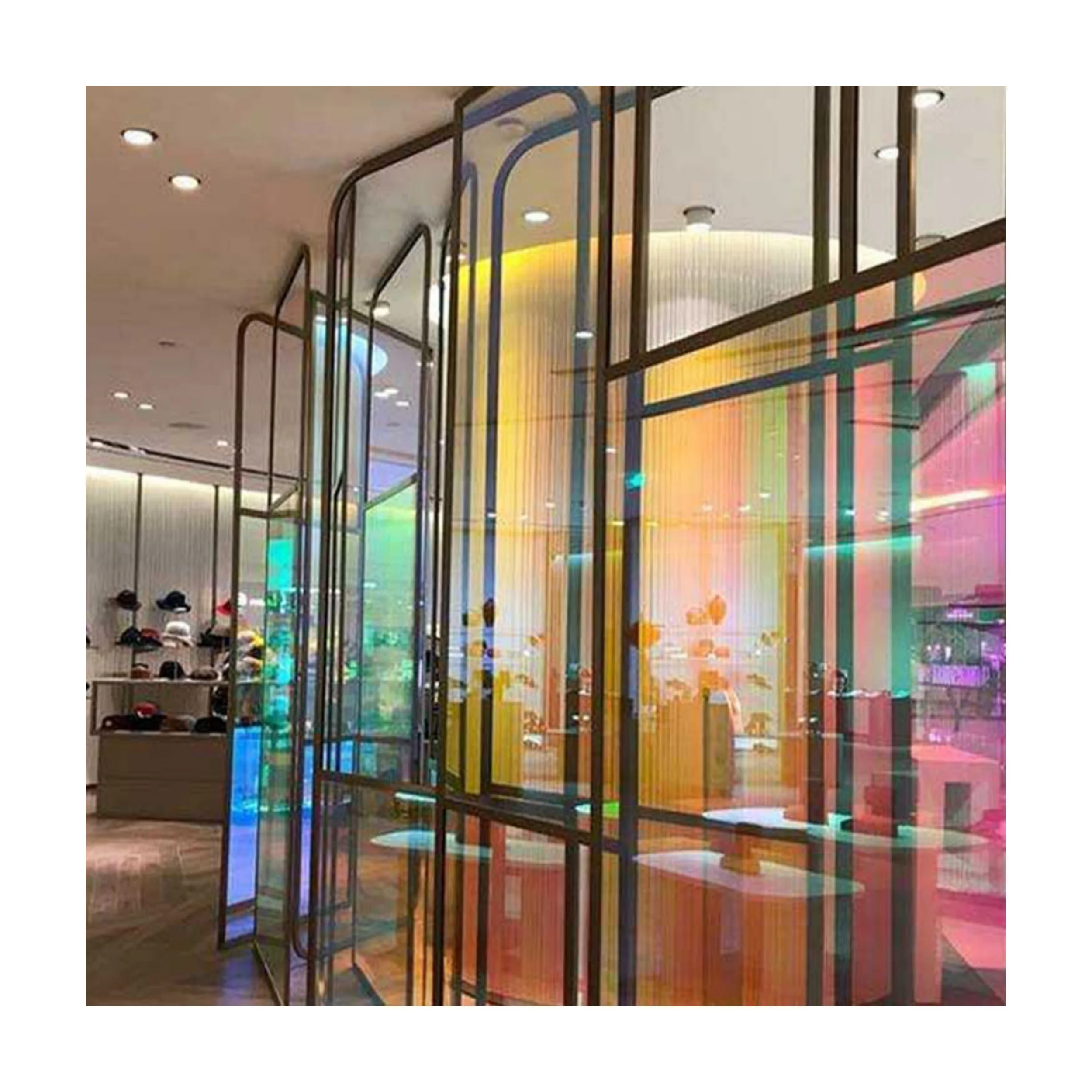 Экологичное архитектурное витражное стекло с переливающимся покрытием из закаленного цветного стекла для двери перегородки