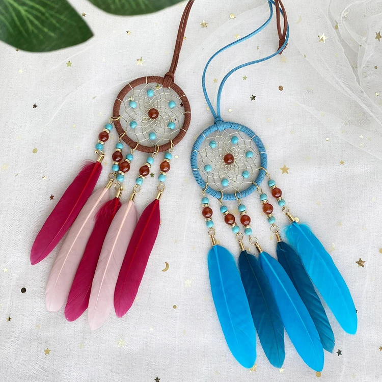 colorful Dream catcher  Charm Jewellery Decor Wind Chime  Feather Crafts chalcedony natural crystal sun catcher