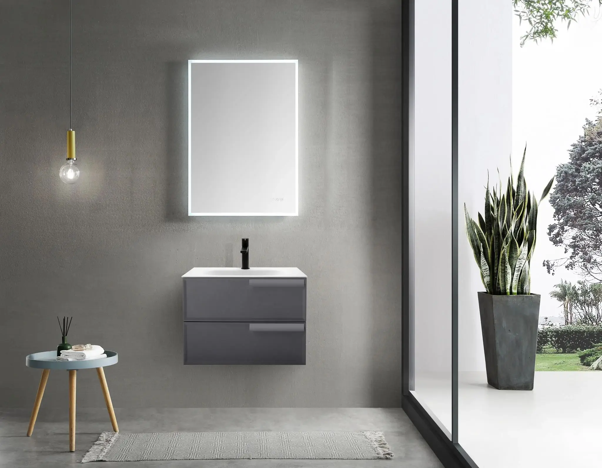 Inner Drawer Design 80 cm Bathroom Vanity Combo Modern Furniture Bath with Sink and Mirror