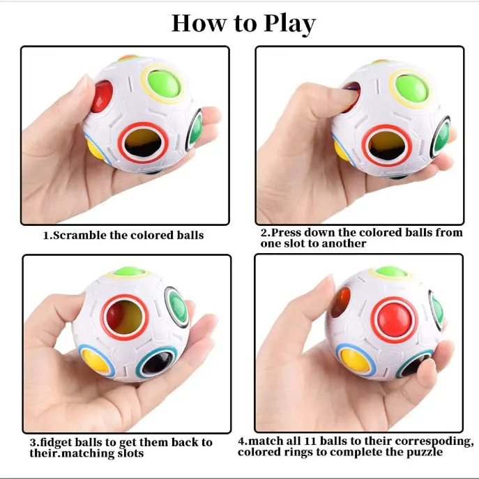 Magic Rainbow Puzzle Ball  Speed Cube Ball Puzzle Game Fun Stress Reliever Magic Ball Brain Teaser Fidget Toys