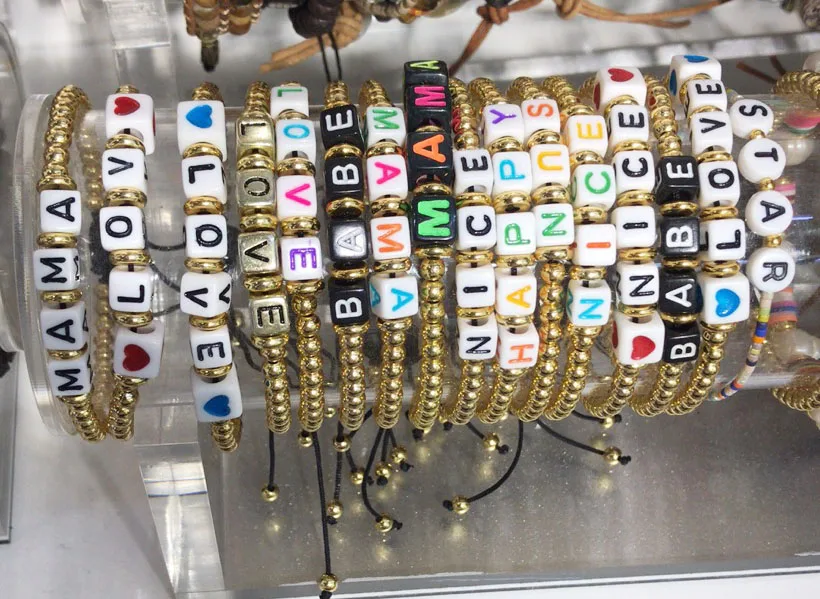 New Fashion Hotsale Adjustable 3mm Brass Beads Bracelet Handmade Resin Letter Seed Beads Bracelet For Women