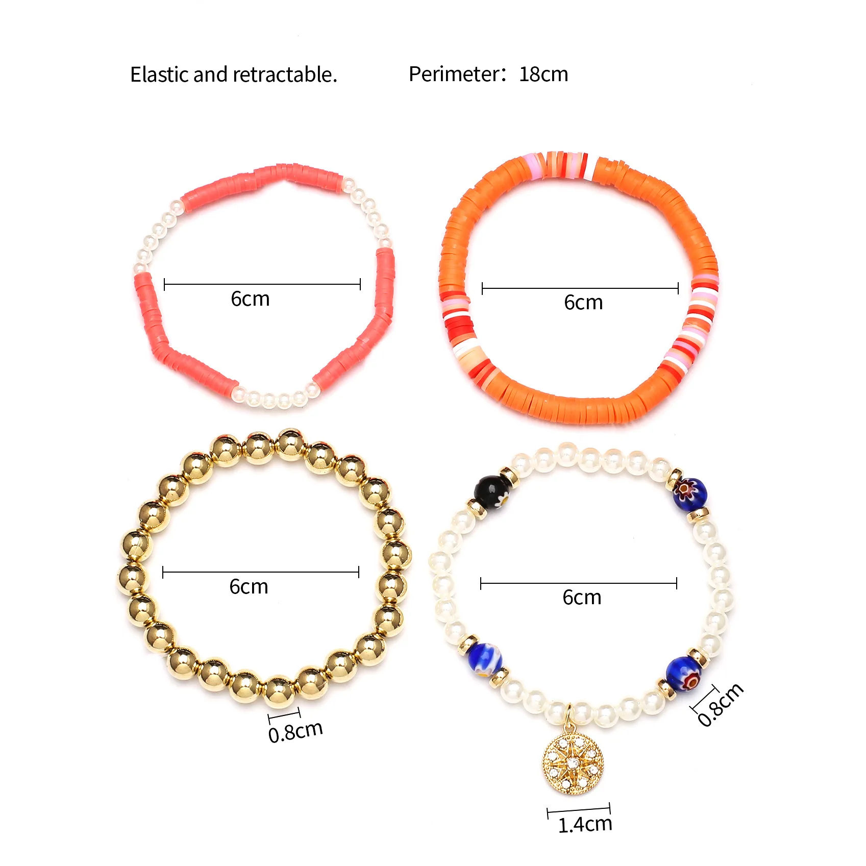 European and American Cross-Border Fashionable Ceramic Plate Set - Bohemian Style Glass Bead Multi-Layer Bracelet and Hand Jewel