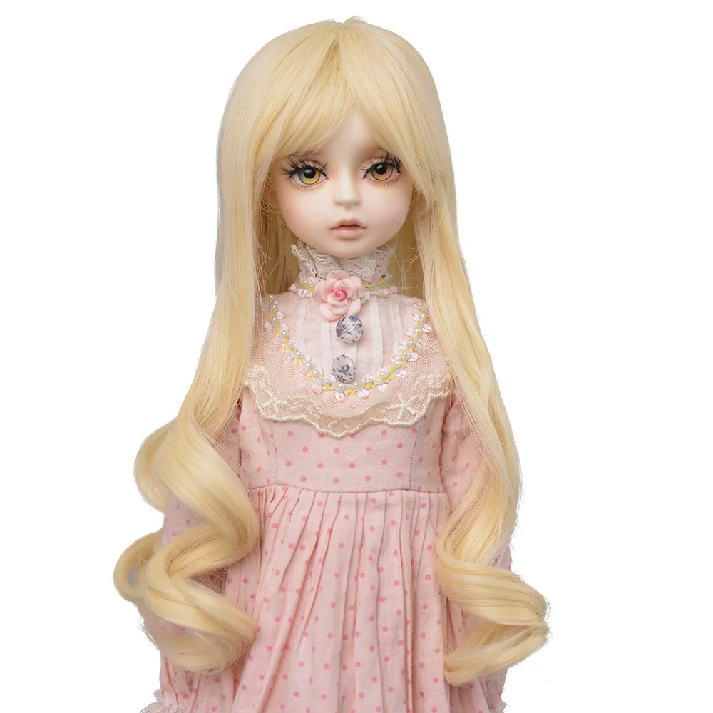High quality synthetic long wig Golden color  water wave  bjd doll wig 1/3 1/4 1/6 for choose