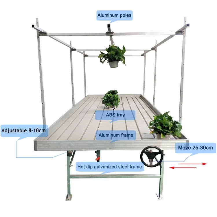 ebb and flow rolling bench greenhouse customized table flood movable rolling seedbed