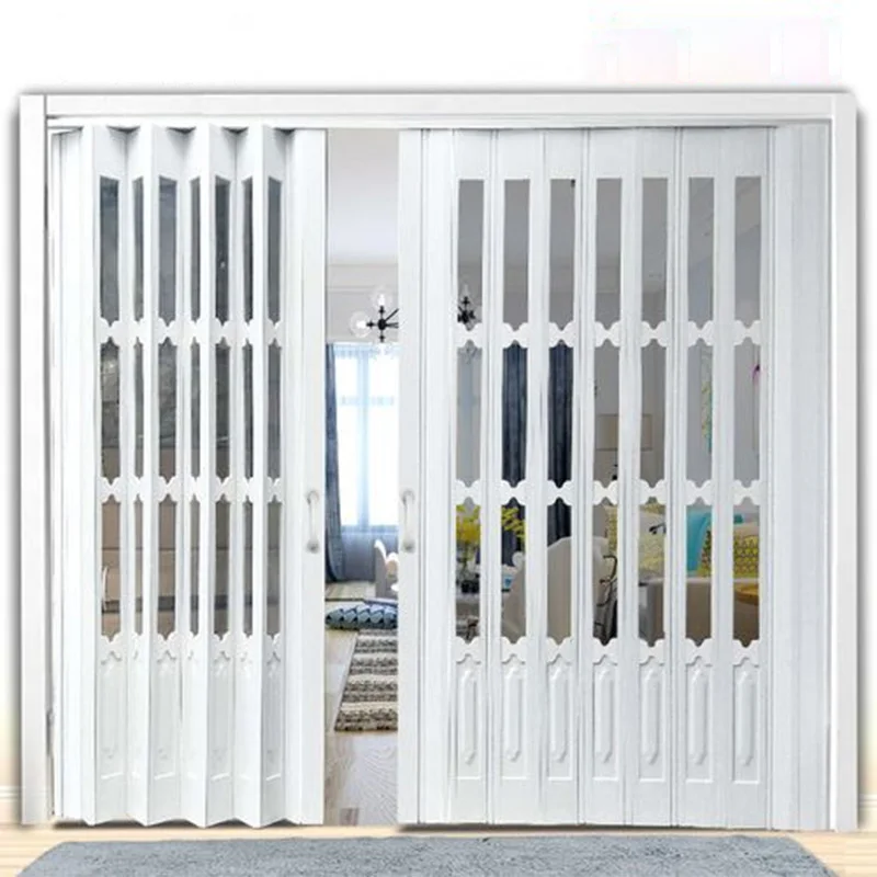 Bathroom sliding door folding pvc clean room interior bathroom pvc kerala door price with protective screen plastic accordion
