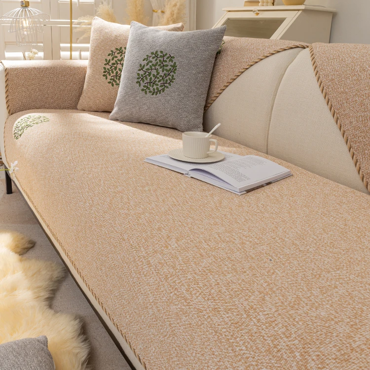2023 Wholesale Hot Sale Modern Simple Japanese and Korean Washed Cotton Thread Custom  l shape sofa cover set