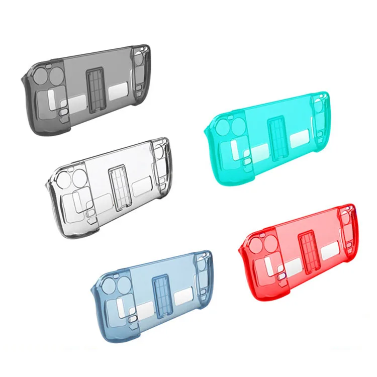 Yiscaxia Steam Deck Siamese Crystal Case with Bracket Steam Deck Transparent PC Host Protection Hard Case