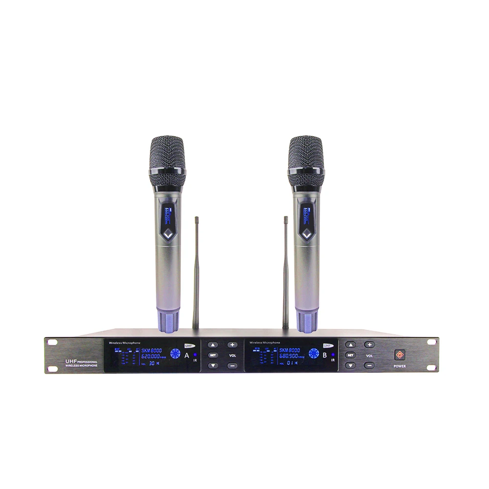 
Professional UHF Dual channel wireless handheld style microphone for sale 