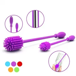Multifunctional bpa free reusable food grade silicone bottle cleaning brush