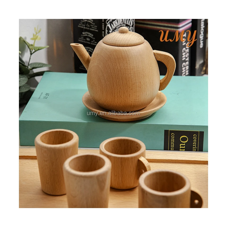 Kids Play set Pretend Play Kitchen Accessories Toys Miniature Wood Mini Tea Set Toy