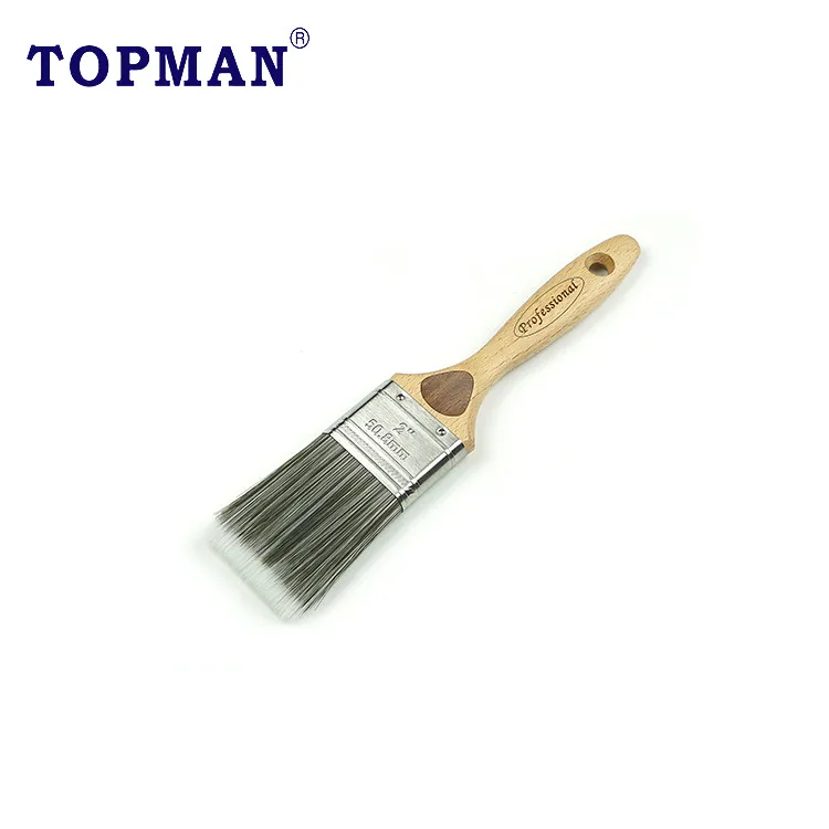 Topman 2 inch professional 100% high quality solid round taper filament laser engraved beech wood handle flat paint brush