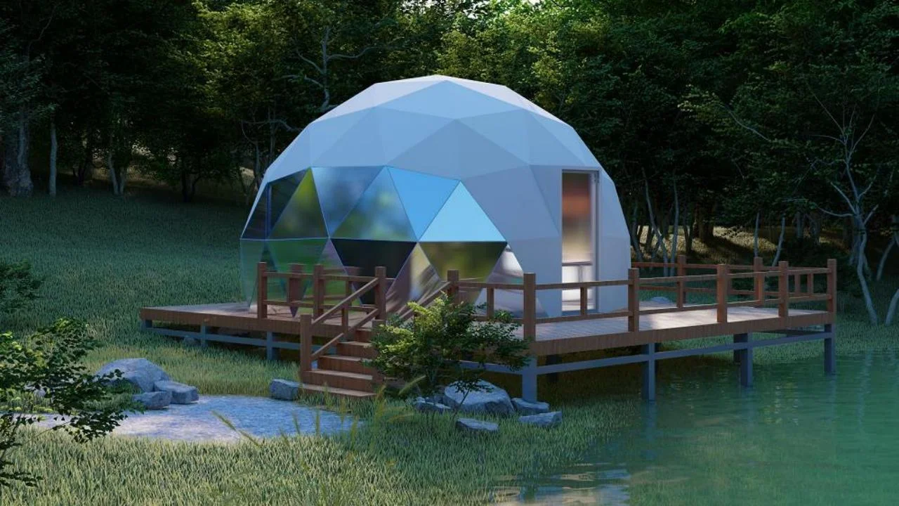2024 hot prefab cabin house restaurant home transparent bubble glamping dome ai rental sliding dome tent house
