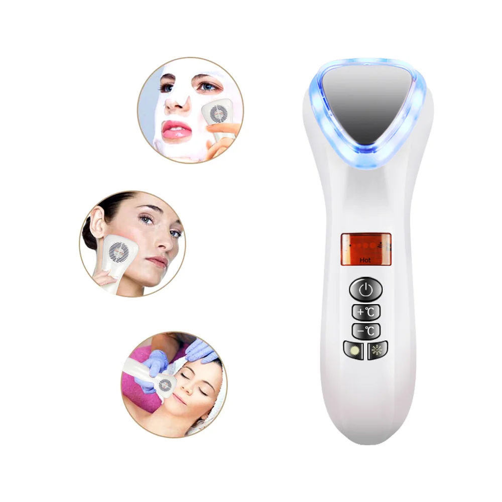 Home use red light therapy beauty product facial lifting skin care tool  remove make up acne treatment hot cold face massager