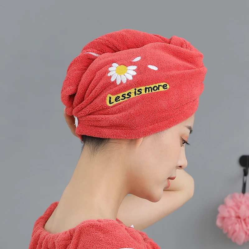 Wholesale new style Shower spa head wrap hair drying hat turban microfiber terry dry hair towel