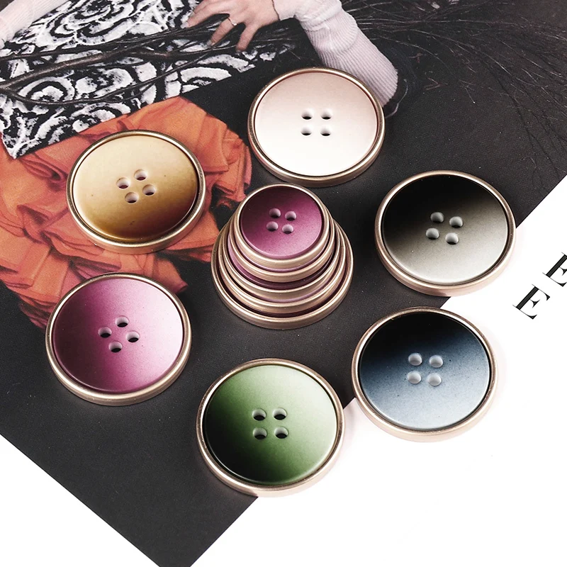 High quality luxury coat button clothes accessories embossed double-stitched button alloy four-hole jacket buttons With Coat