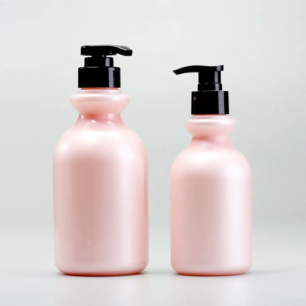 Custom 250ml 8oz Plastic Cosmetic Beauty Skincar PET Pink Shampoo And Conditioner Shower Gel BottleWith Pump Cap