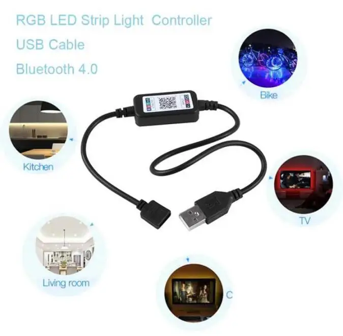  USB 5 в RGB светодиодный музыкальный контроллер app для rgb-ленты с режимом 1600 млн. цветов DC5V -24V светодиодной