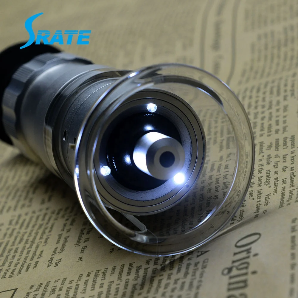 7518 100X Magnifying Glass Pocket Microscope with LED light