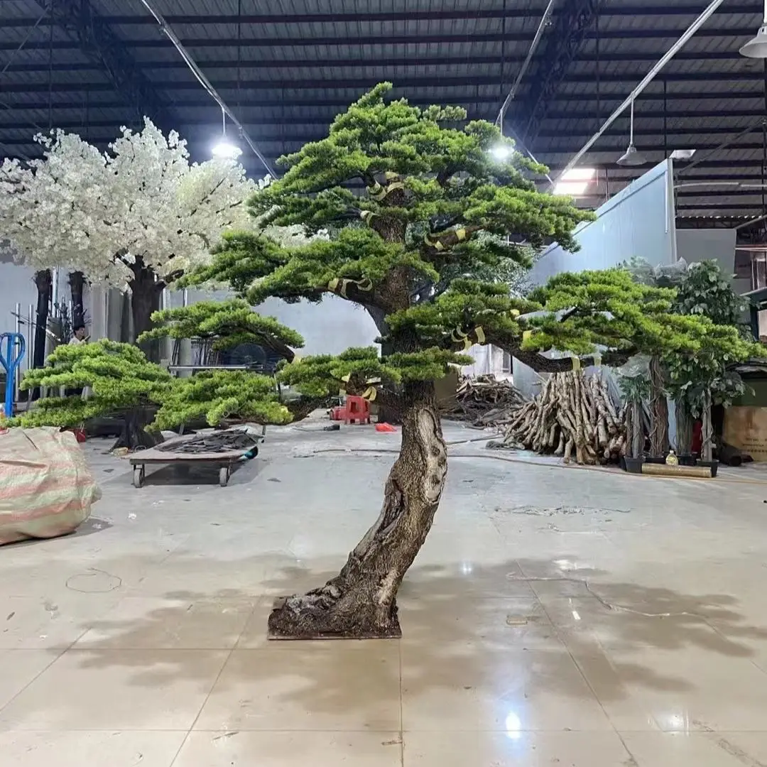 Customized Large Indoor Simulation Podocarpus Plant Ornamental Trees Plant Artificial Pine Trees Artificial Trees
