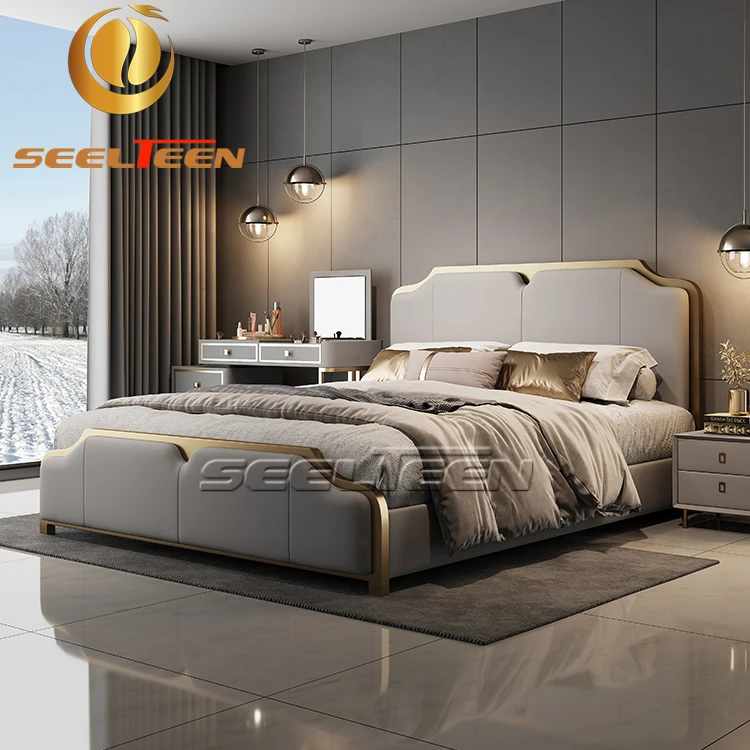 Золотой край роскошный отель спальня полный подгонять спальные наборы мебель