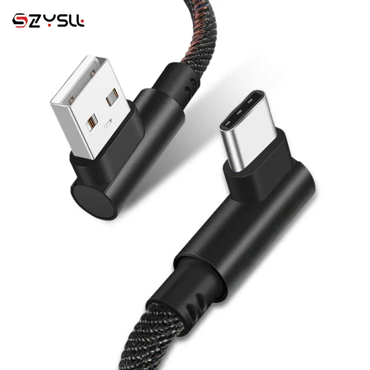 
Fast Charging Aluminum Braided right Angle Type c Micro 90 degree USB C Cable for Game 