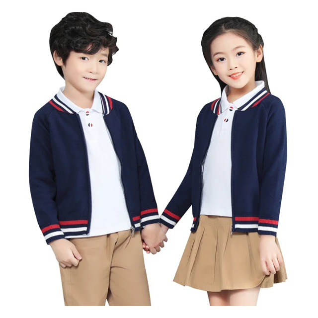 2022 Autumn Winter Kids Primary Kindergarten Girls and Boys New Style Sweater Jacket Three Pieces UK American School Uniform