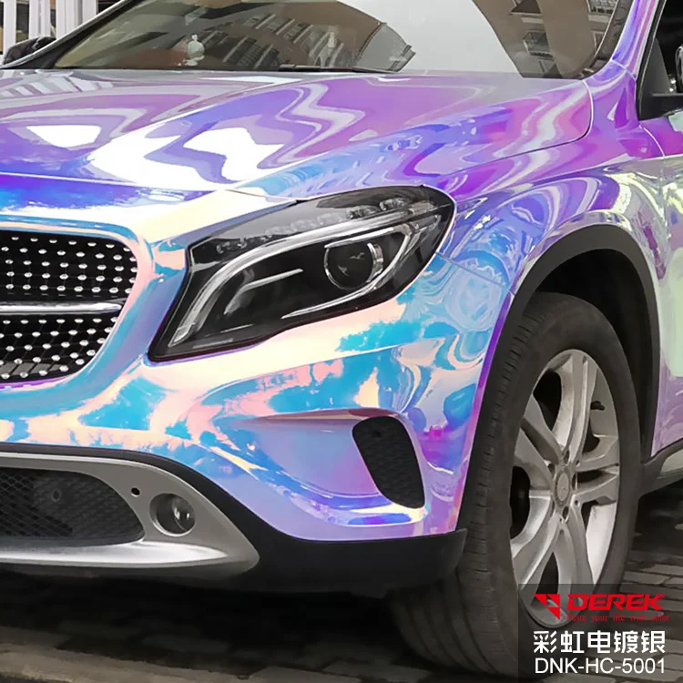  YJ-DEREK Радужная хромированная Автомобильная виниловая голографическая Серебристая Хромированная
