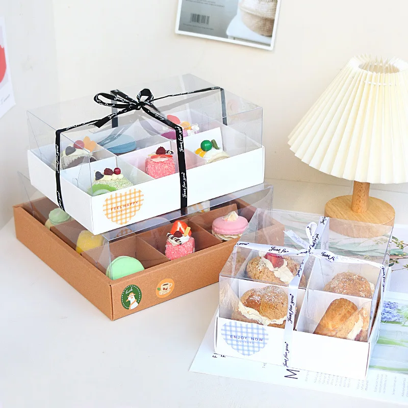 New Design White Lattice Dessert Packaging Box 4 Holes Egg Tart Packing Box Mousse Cup Cake Pastry Packaging Boxes