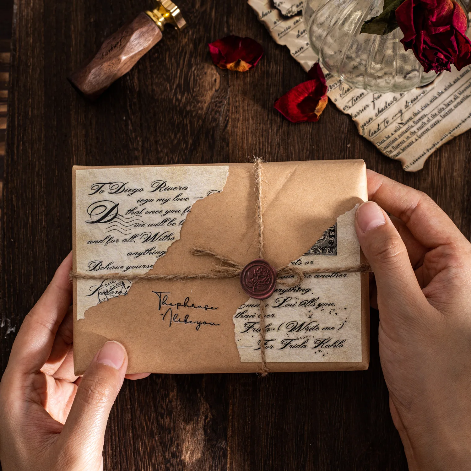 2 sheets/pack, transfer and paste one page of love letters, series of English handbags, versatile decorative materials, 6 styles