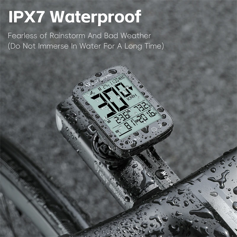 WEST BIKING Intelligent GPS Bike Computer IPX7 Waterproof Bicycle Computer 20 Hours Battery Life Cycling Computer Cycle