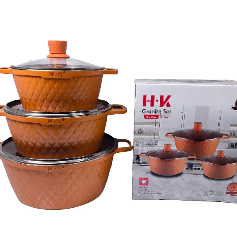 Wholesale Aluminum 6pcs Cocotte 20cm 24cm 28cm German Quality Casserole Ceramic Induction Kitchen Ware Gift Cooking Pots