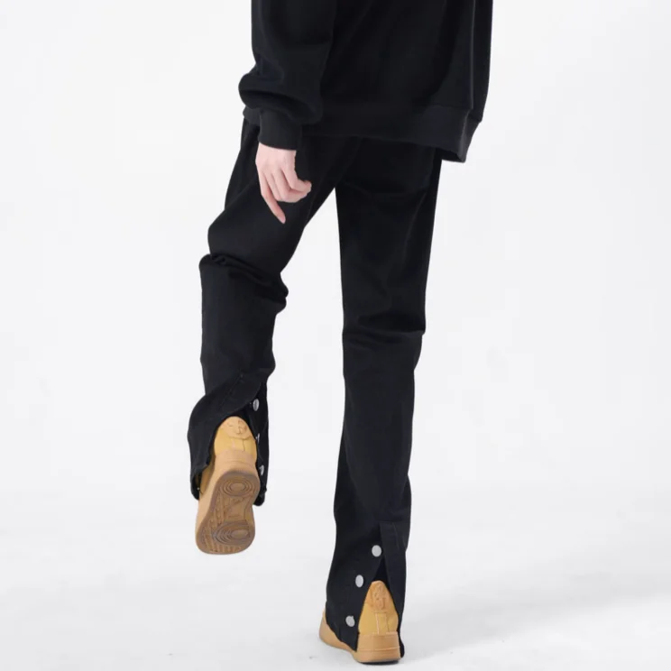 Fashion Oversized Black Jeans Pants For Men Hip Hop Slim Stacked Jeans Men Breasted Button Men Denim Jeans Wholesale