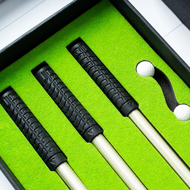 JH 2024 Multi-color Refills Novelty Golf Putter Club Black Red Blue Ink 3 In 1 Golf Shaped Metal Pen Sets