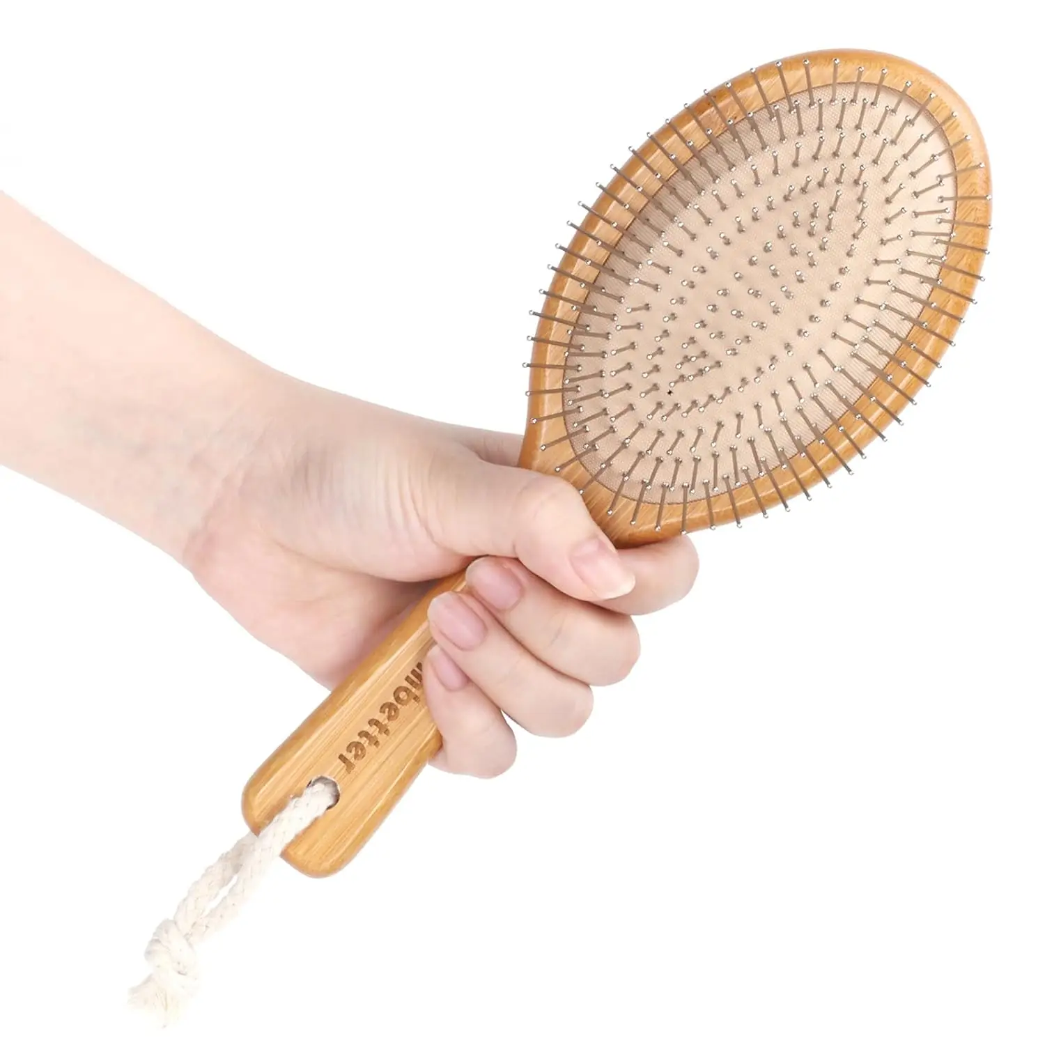Factory Price Bamboo Paddle Metal Bristle Hair Brush Wig Brush Metal Tooth Pins Cushion Hair Extension Brush with Logo