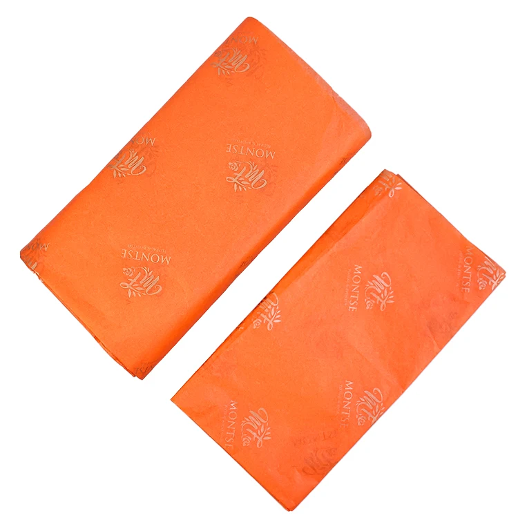 Customised silver Logo orange Packaging Paper Tissue Wrapping Paper For Products Packaging Clothes Wrap Tissue Paper