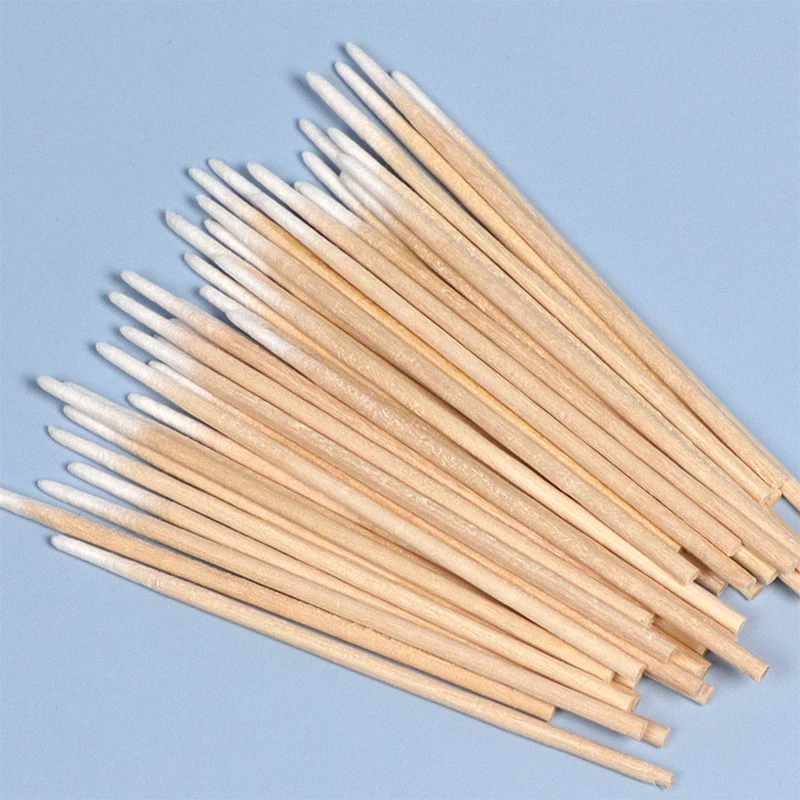 Sharp tip make ear cleaning bamboo lash wand wooden cotton stick swabs buds