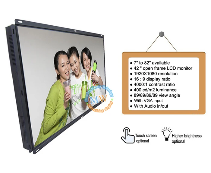  Full Hd 1080P Открытый каркас Большие размеры 32-42 49 55 дюймов Tft цветной ЖК-монитор
