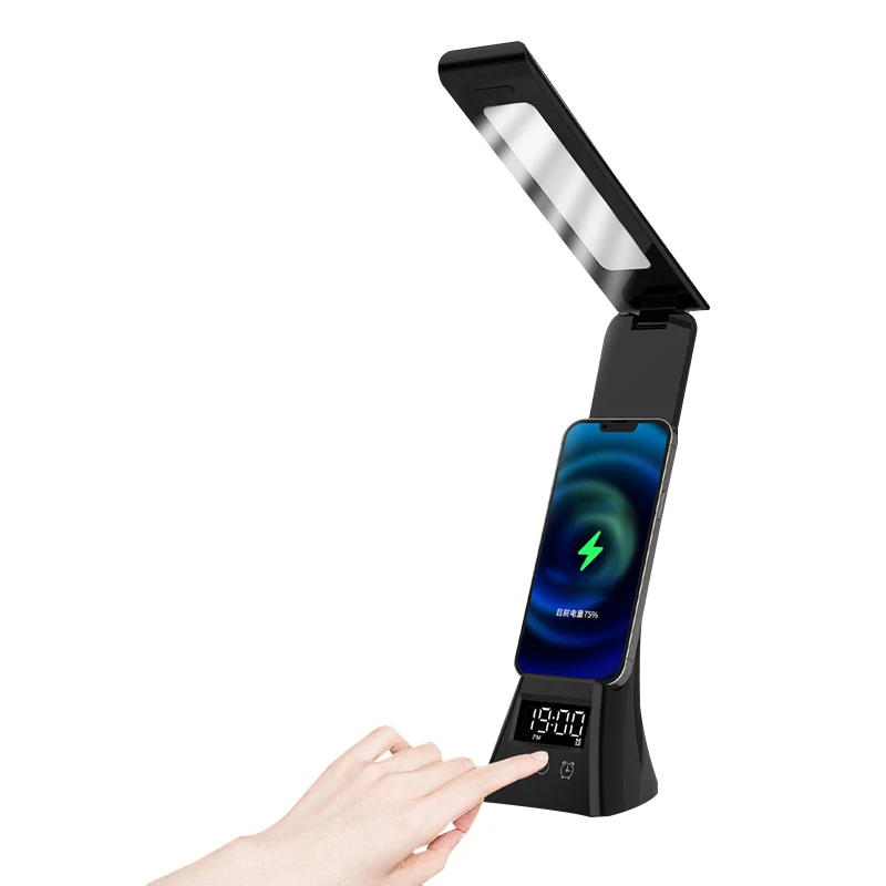 Children 10W Wireless Charger Desk Lamp Eye Protection Star Lamp Digital Display Alarm Clock Folding Table Light With Bracket