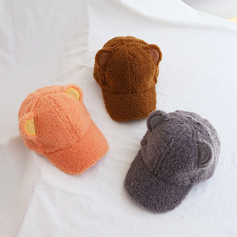 Cute Ear Fashion Winter Baseball Cap Keep Warm Comfortable For Kids Hats Fashion Sherpa Baseball Hat