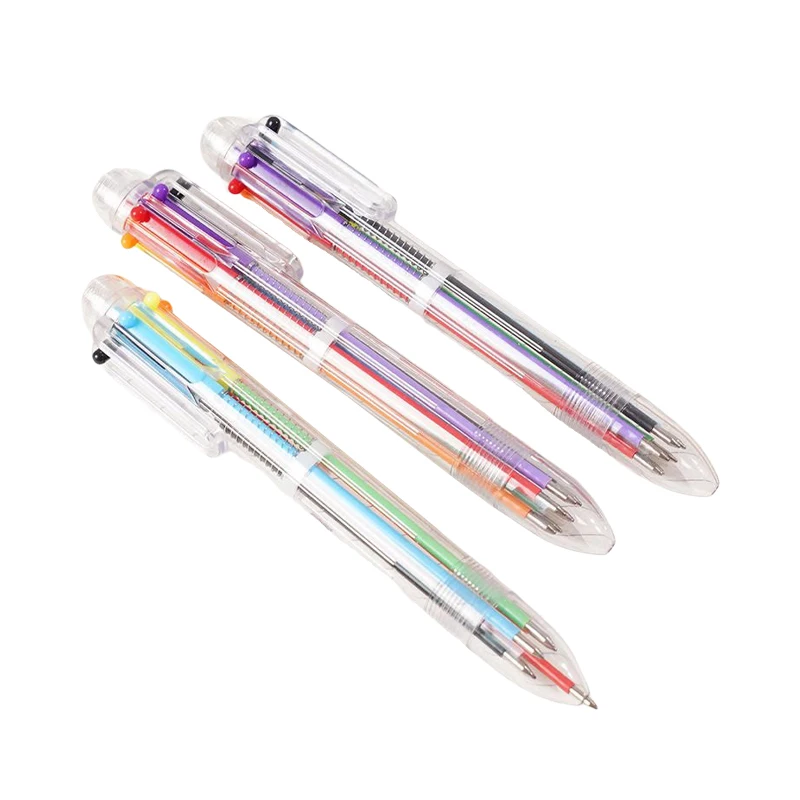 Wholesale of six-color ballpoint pen, multi-color plastic colored oil pen, student stationery