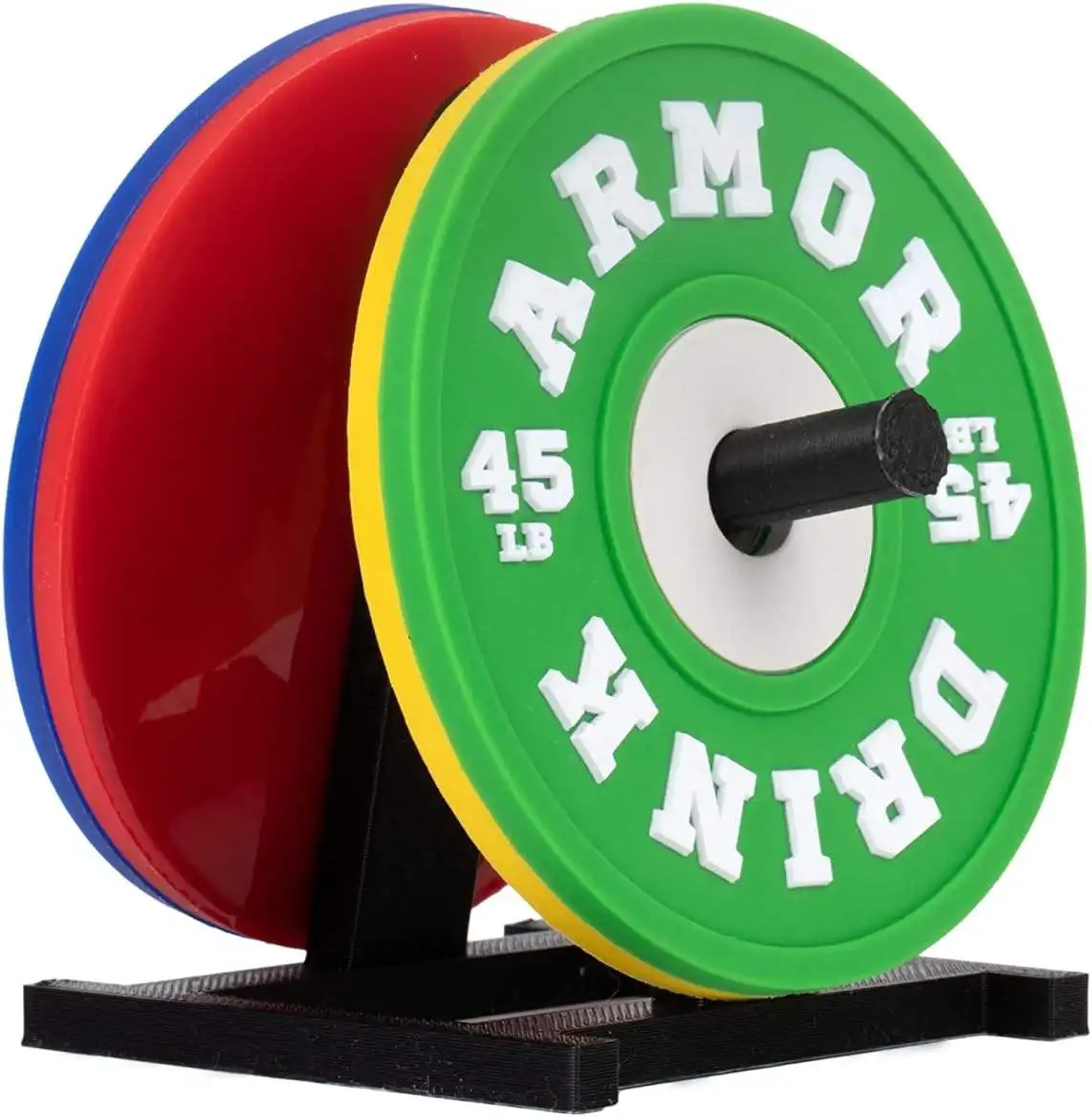 Factory Direct Custom Logo Multi Color Rubber Home Hotel Gym Weight Tea Coasters 3D Miniature Toy Barbell Plate Cup PVC Coaster