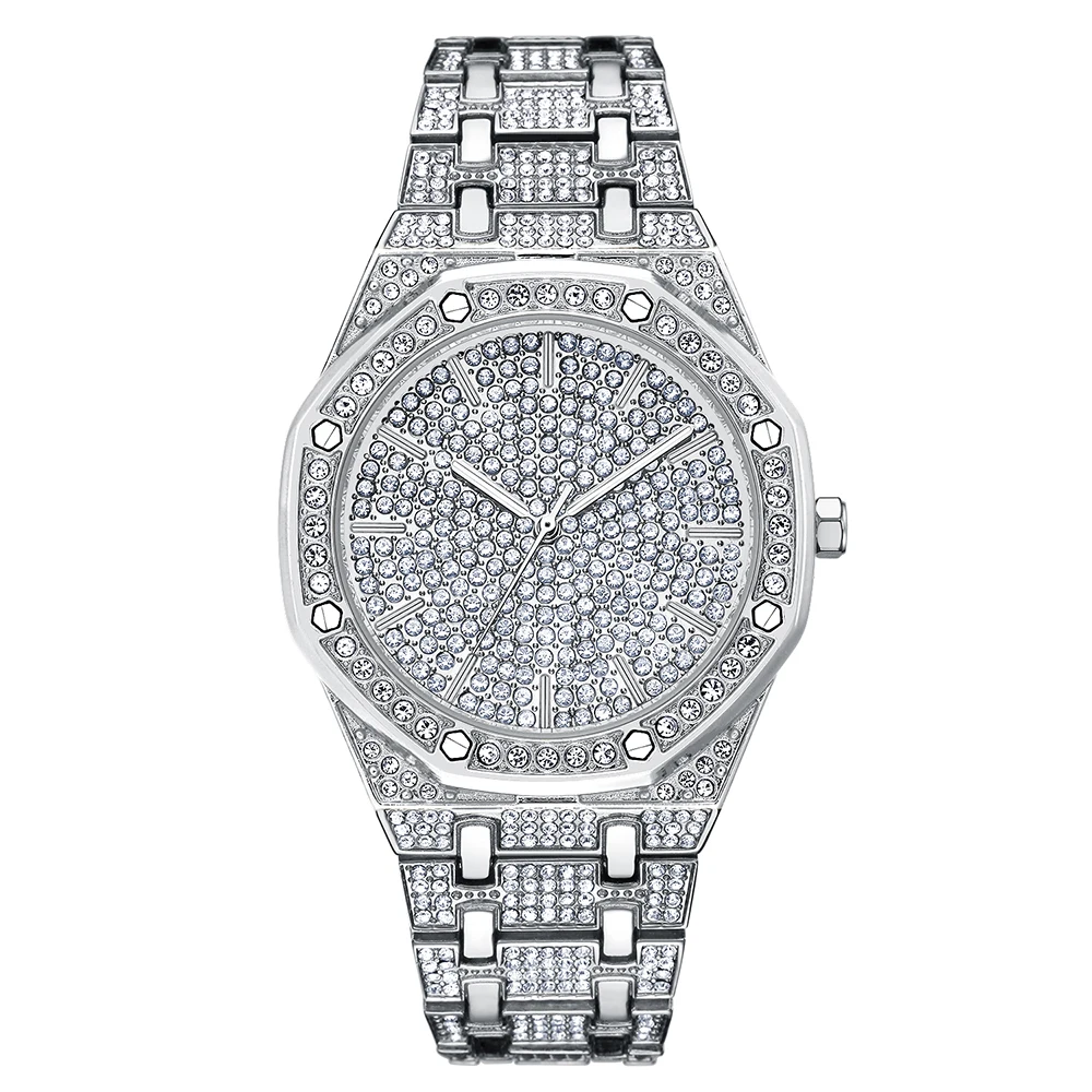 Top Sell Waterproof Mens Watches Luxury Brand Fashion Diamond Quartz Watch gold iced out watch reloj de diamantes para hombres