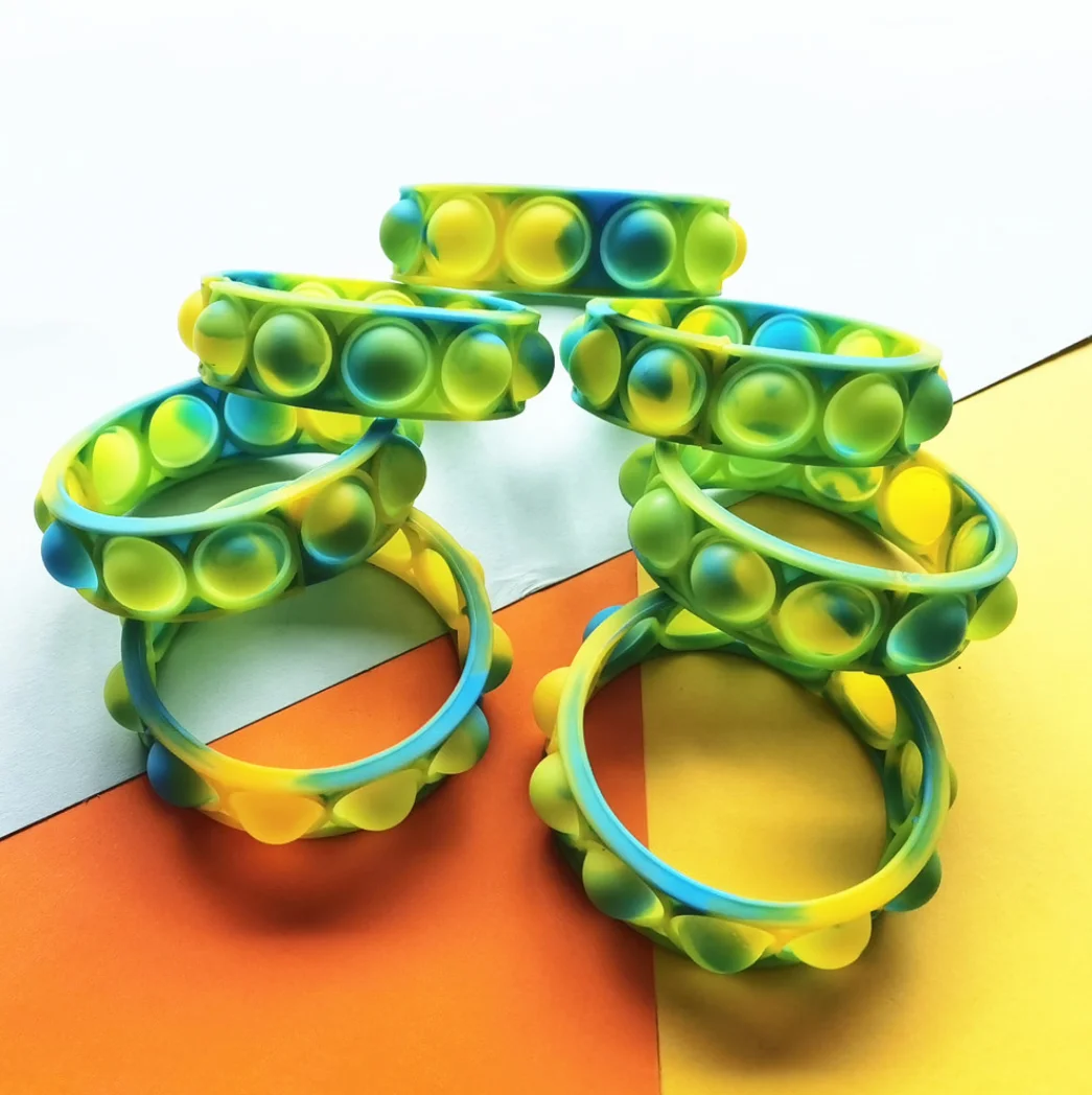 New Arriving Novel Gift Push Pop Bubble Silicone Wristband Fidget Sensory Toys for Kids Adults Promotional Gift Events Present