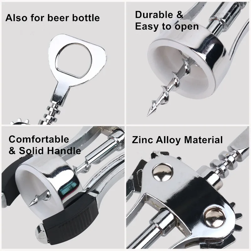 Manual Multifunctional Wine Opener Zinc Alloy Premium Wing Corkscrew Wine Bottle Opener
